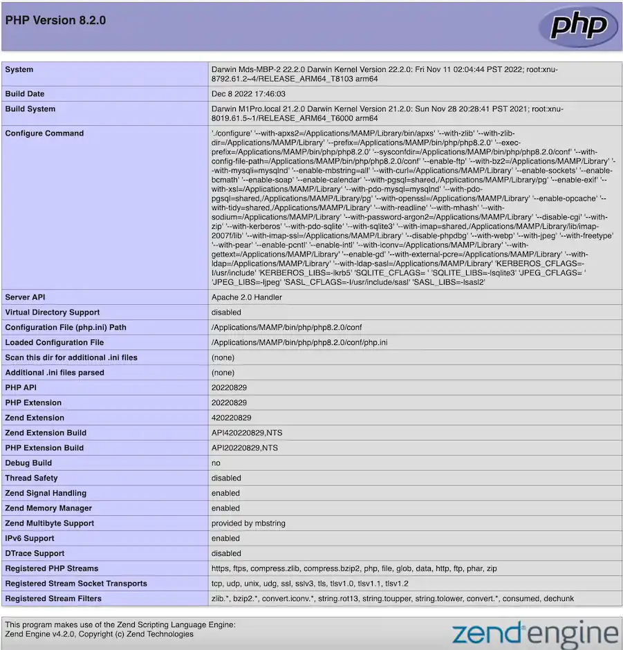 Foodgo Doc Admin Application PHP Version Info Page SS