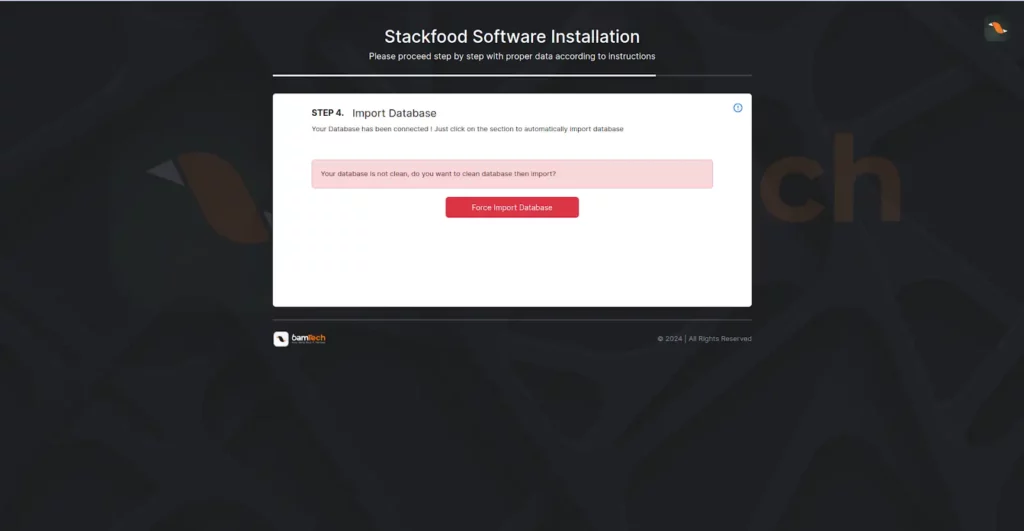 Foodgo Doc Admin Software Installation Force Import Database SS