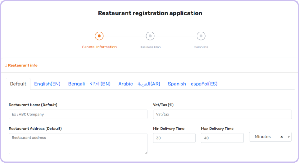 Foodgo resturent registration application